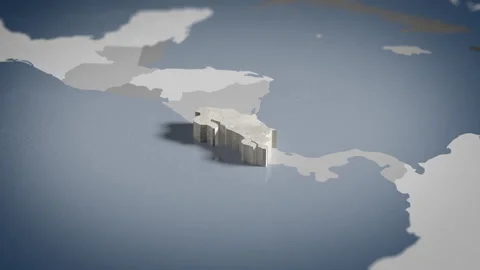 3D Map Costa Rica, Costa Rican, San José, North America4K Stock Footage 336110055