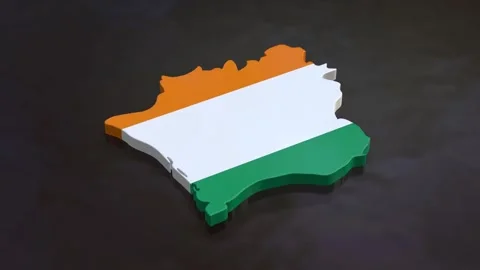 3D Map of Côte d'Ivoire Moving on Brown Textured Floor with Flag Texture Video stock 282202238