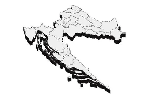 3D Map Of Croatia Stock Illustration