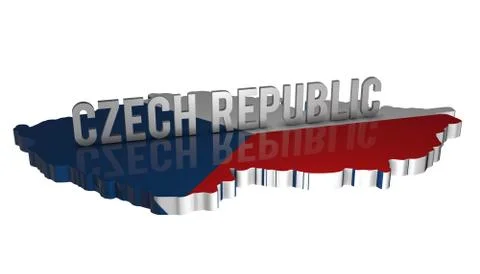 3D Map of Czech Republic with Flag イラスト素材