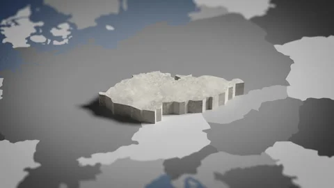 3D Map Czechia, Czech Republic, Czech, Prague, Europe 4K Stock Footage 336110485