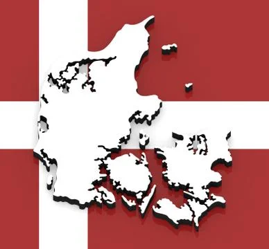 3D map of Denmark on the national flag Stock Illustration