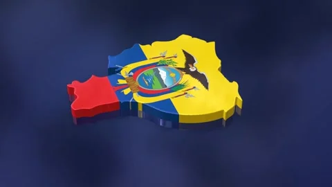  3D Map of Ecuador with Flag Texture and Luma Matte Effect on Blue Floor  Video stock 282202381