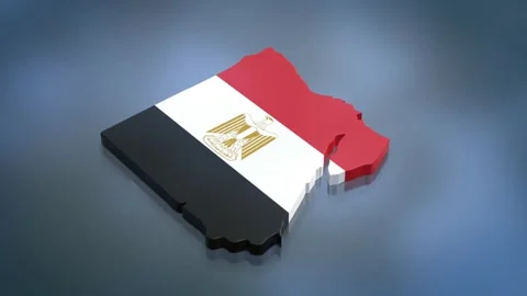  3D Map of Egypt with Flag Texture and Luma Matte Effect Stock Footage 282202439