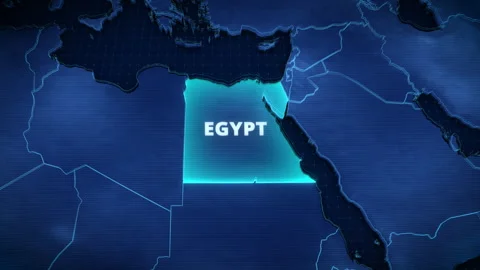3D Map Of Egypt Highlighted In Blue Widescreen Educational Graphic Vidéo 339801913