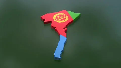 3D Map of Eritrea with Flag Texture and Luma Matte Effect Stock Footage 282202504