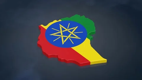  3D Map of Ethiopia with Flag Texture and Luma Matte Effect Stock Footage 282203035