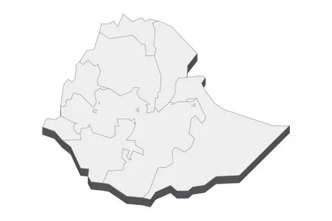 3D Map Of Ethiopia Illustrazione stock