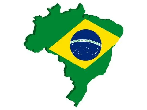 3D Map flag of Brazil Vector illustration eps 10 Ilustración de archivo