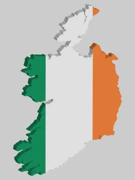 3D Map Flag of Ireland Vector イラスト素材