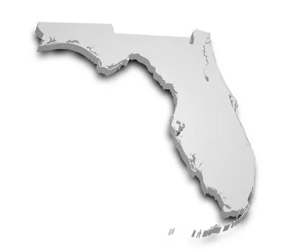 3d Map of Florida state with color.  United State of America, US, United Stat Stock Illustration
