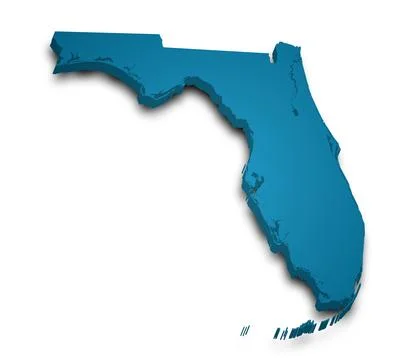 3d Map of Florida state with color.  United State of America, US, United Stat Stock Illustration
