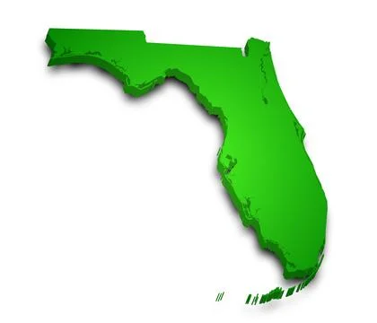3d Map of Florida state with color.  United State of America, US, United Stat Stock Illustration