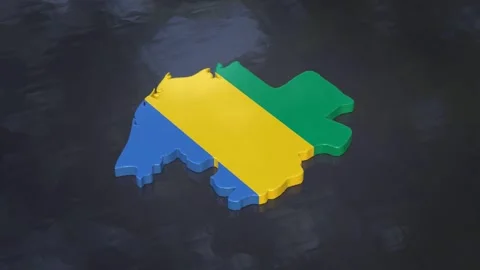  3D Map of Gabon with Flag Texture and Luma Matte Effect Stock Footage 282203102