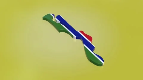 3D map of Gambia moving on a green textured floor. The country's area featu.. Stock Footage 282363934