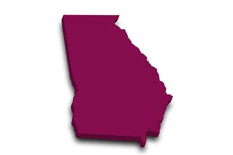 3d Map of Georgia state with color. United State of America, US, United State Stock Illustration