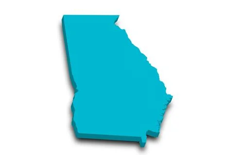 3d Map of Georgia state with color. United State of America, US, United State Stock Illustration