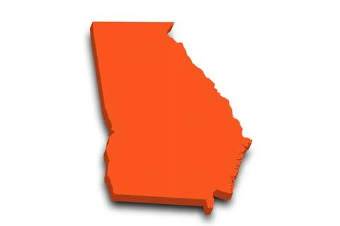 3d Map of Georgia state with color. United State of America, US, United State Stock Illustration