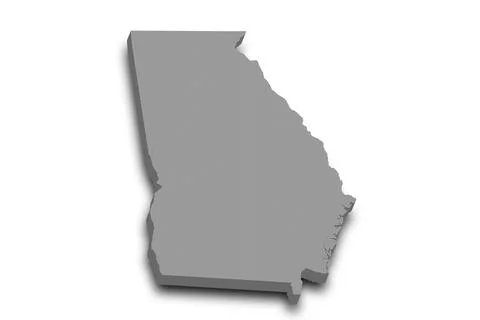 3d Map of Georgia state with color. United State of America, US, United State Stock Illustration