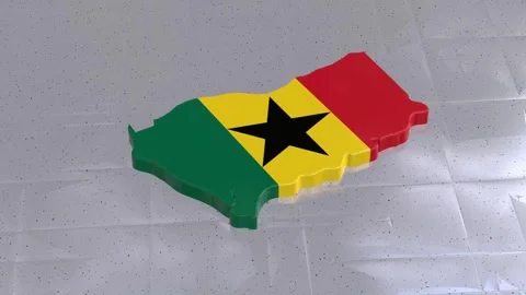  3D Map of Ghana with Flag Texture and Luma Matte Effect Stock Footage 282203165