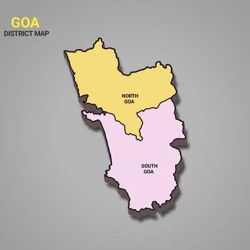 3d map of Goa is a state of India and his colourful districts and name Stock Illustration
