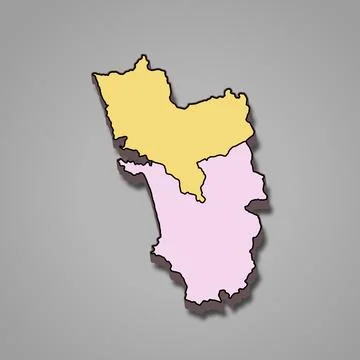 3d map of Goa is a state of India and his colourful districts and name Stock Illustration