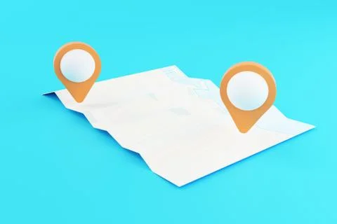 3d Map with GPS pointers Stock Illustration