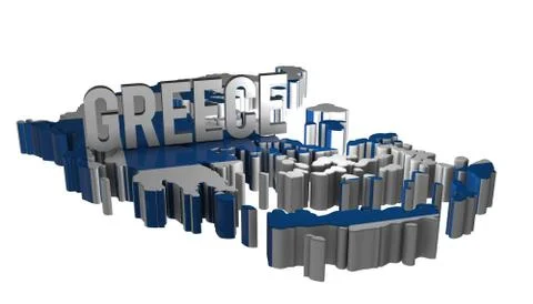 3D Map of Greece with Flag イラスト素材