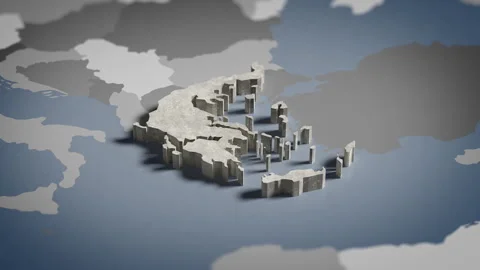 3D Map Greece, Greek, Athens, Europe 4K Stock Footage 336112043