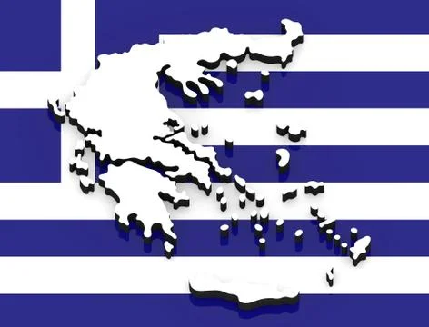 3D map of Greece on the national flag Stock Illustration