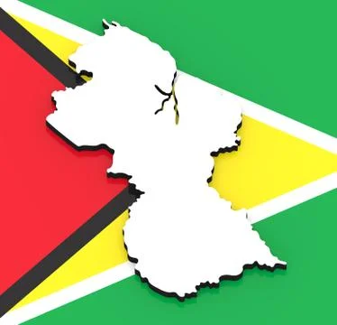 3D map of Guyana on the national flag Stock Illustration