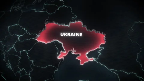 3D Map Highlight of Ukraine with Glowing Red Borders and Typography Vidéo 334618426