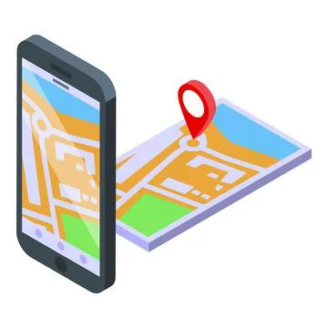3d map icon isometric vector. Virtual technology Stock Illustration