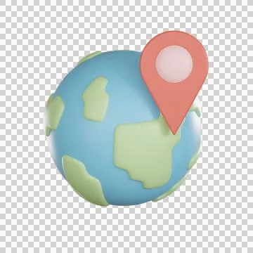 3d map icon marks location on globe Stock Illustration