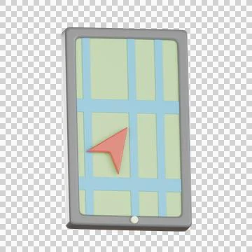 3d map icon shows location on mobile screen Stock Illustration