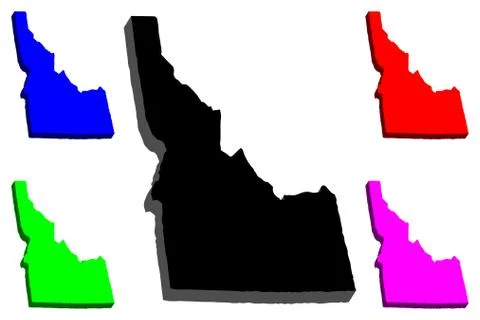3D map of Idaho Stock Illustration