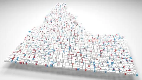 3D Map of Idaho - USA Stock Illustration