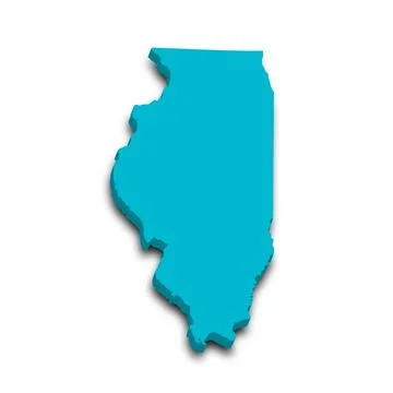 3d Map of Illinois state with color. United State of America, US, United Stat Stock Illustration
