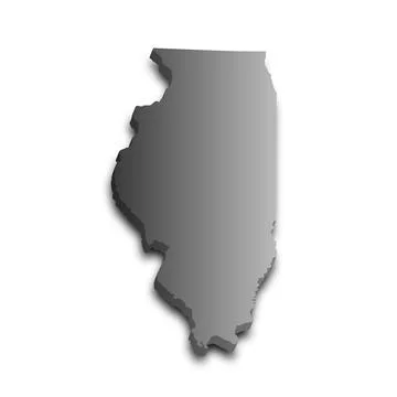 3d Map of Illinois state with color. United State of America, US, United Stat Stock Illustration