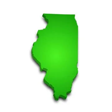 3d Map of Illinois state with color. United State of America, US, United Stat Stock Illustration