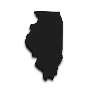 3d Map of Illinois state with color. United State of America, US, United Stat Stock Illustration
