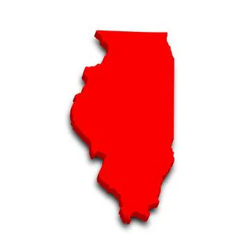 3d Map of Illinois state with color. United State of America, US, United Stat Stock Illustration