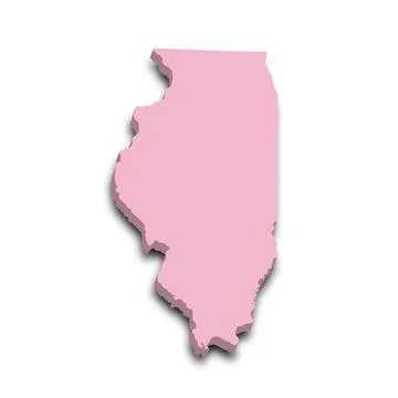 3d Map of Illinois state with color. United State of America, US, United Stat Stock Illustration