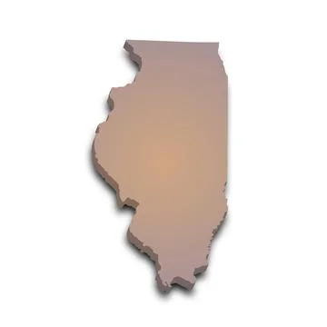 3d Map of Illinois state with color. United State of America, US, United Stat Stock Illustration
