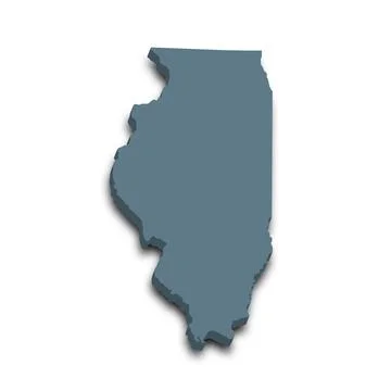 3d Map of Illinois state with color. United State of America, US, United Stat Stock Illustration