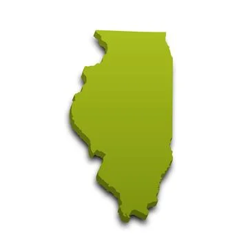 3d Map of Illinois state with color. United State of America, US, United Stat Stock Illustration