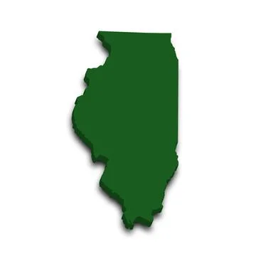 3d Map of Illinois state with color. United State of America, US, United Stat Stock Illustration