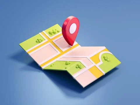 3d map illustration icon, 3d illustration, Not gen Ai Stock Illustration