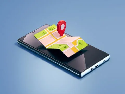 3d map illustration icon on smart phone, Not gen Ai Stock Illustration