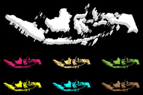 3D map of Indonesia Stock Illustration